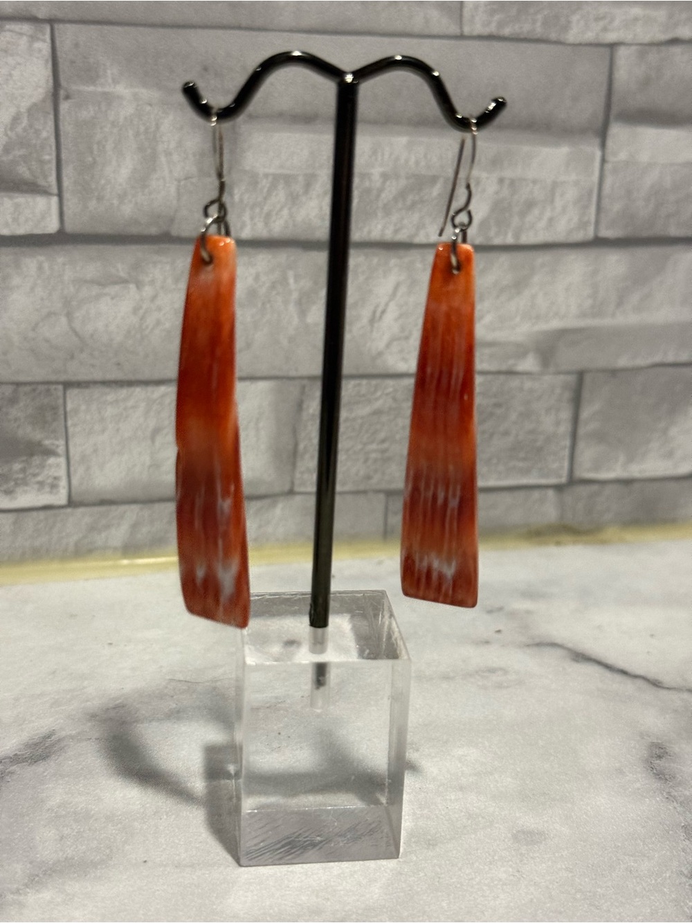 Authentic Native American Spiny Oyster Drop Earrings - Women Jewelry - Picture 2 of 4